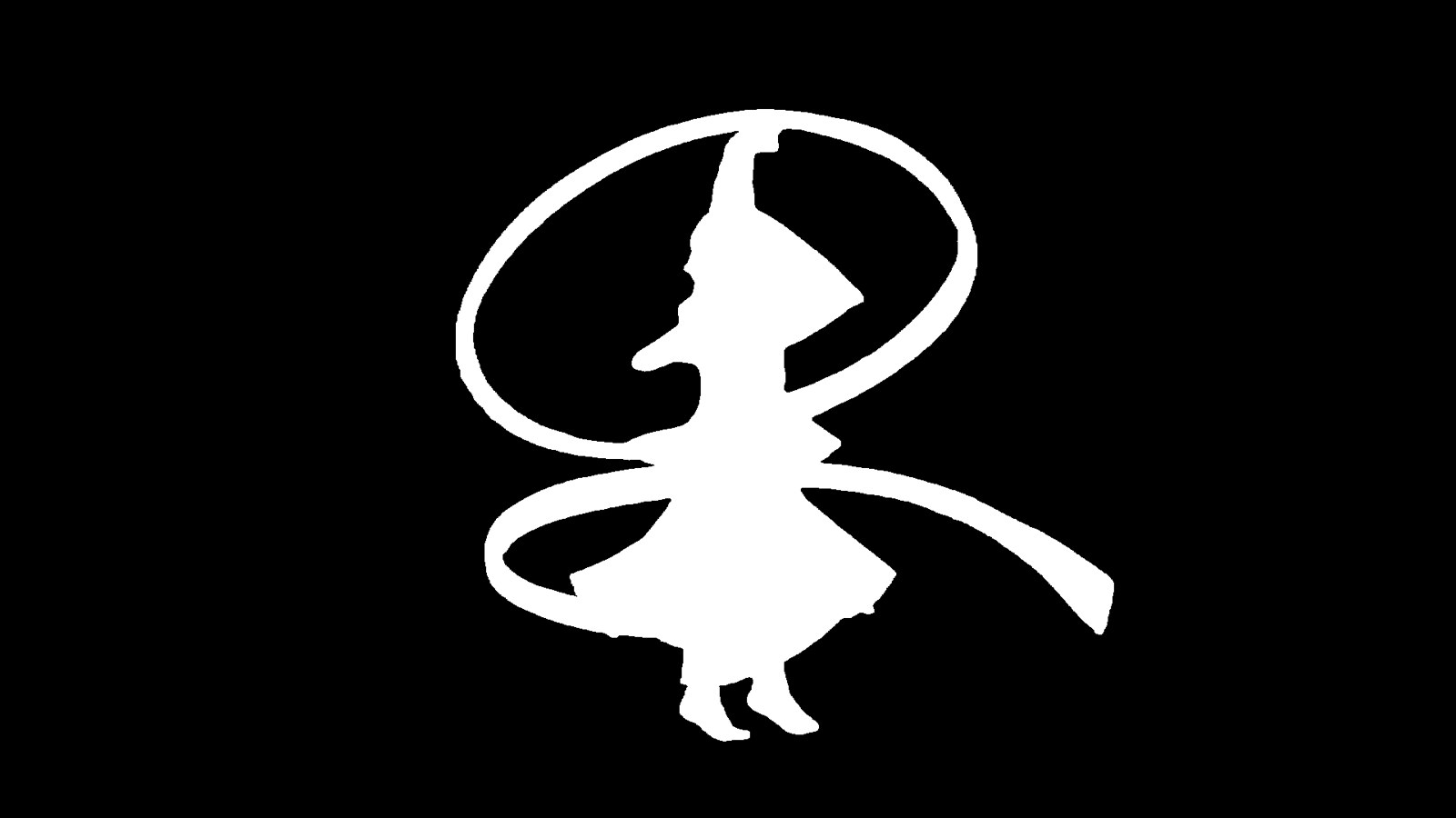 Bria alpha matte of the dancer: a clean white silhouette, every pixel fully solid or fully clear