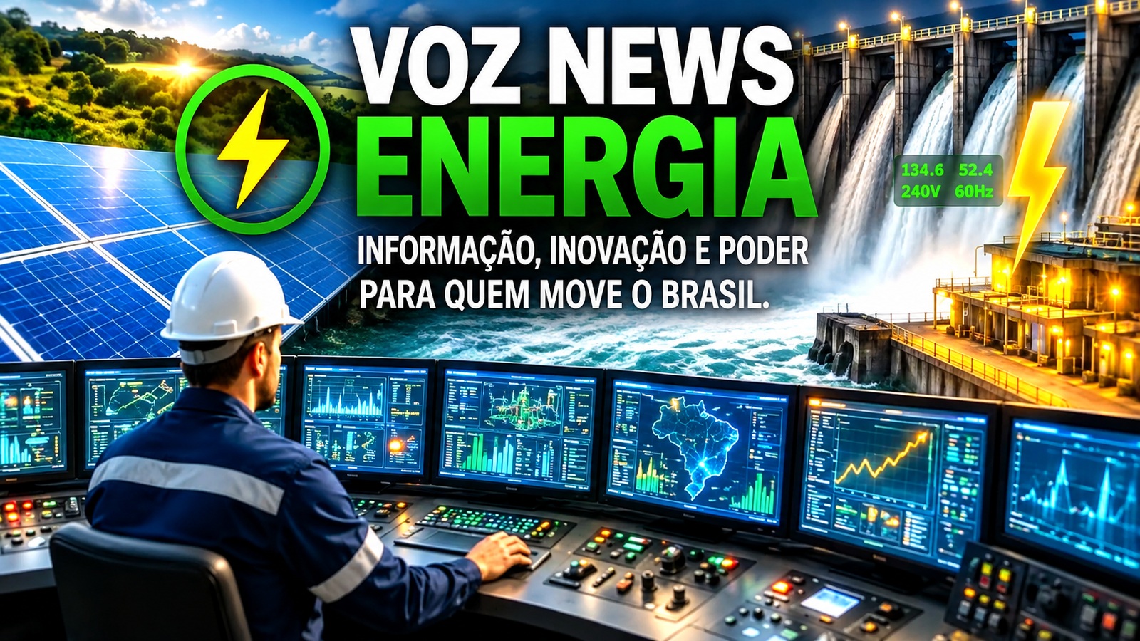 Homem trabalhando em estação de controle de energia
