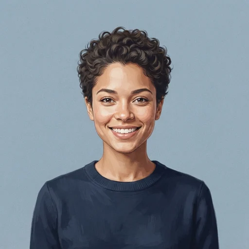 AI-generated illustrated avatar for Daniela - Energetic Saleswoman