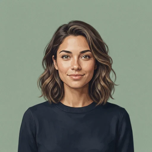 AI-generated illustrated avatar for Eve - Authentic, Energetic and Happy