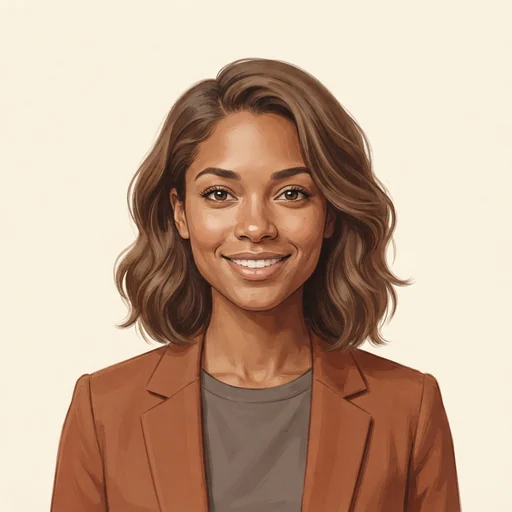 AI-generated illustrated avatar for Hazel - Upbeat & Energetic
