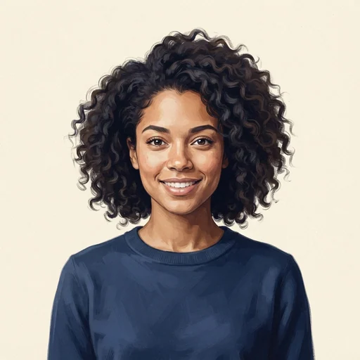 AI-generated illustrated avatar for Cristina — Latin American Spanish