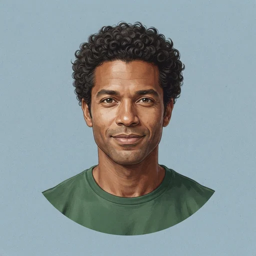 AI-generated illustrated avatar for Adam - Articulate Engineering Professor