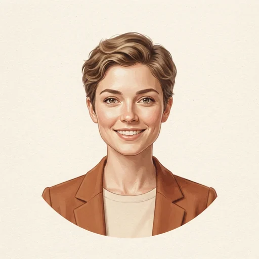 AI-generated illustrated avatar for Hope - upbeat and clear