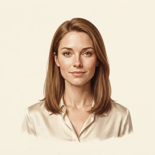 AI-generated illustrated avatar for Kari - Friendly, Warm and Engaging