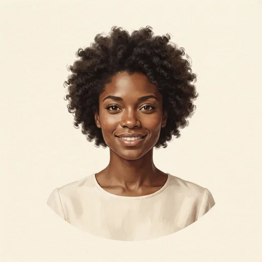 AI-generated illustrated avatar for Daniela - Warm, Clear and Positive