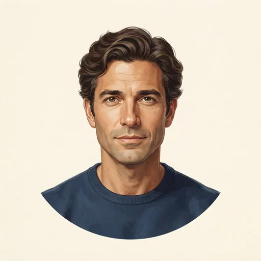AI-generated illustrated avatar for Tomasz - Soft and Reflective Thinker